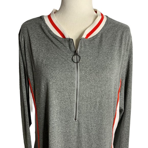Vintage 90s Hot Kiss Sporty Athletic Dress 3XL Grey Long Sleeve Zip Knee Length - Picture 2 of 6